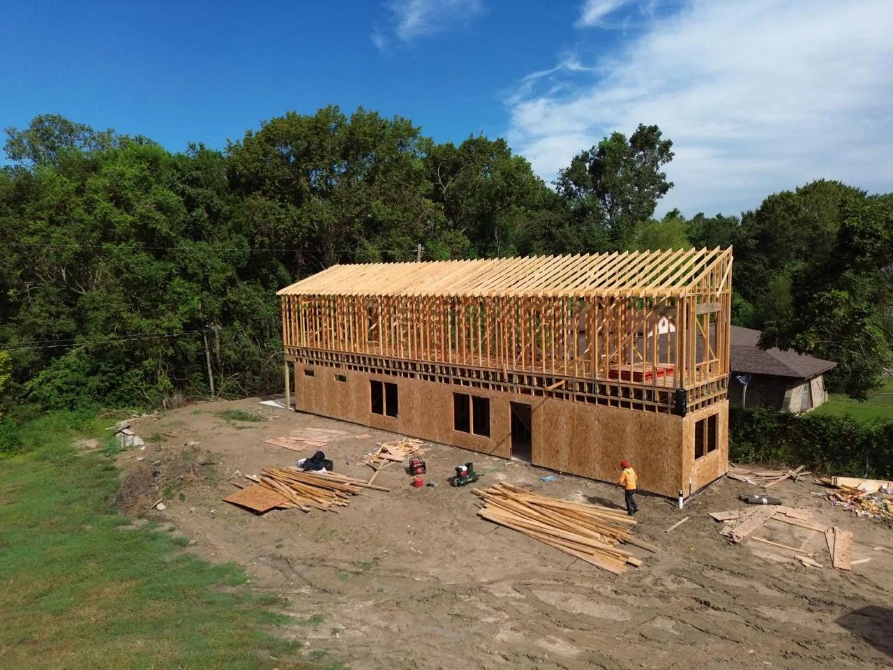 Exterior view of the framing