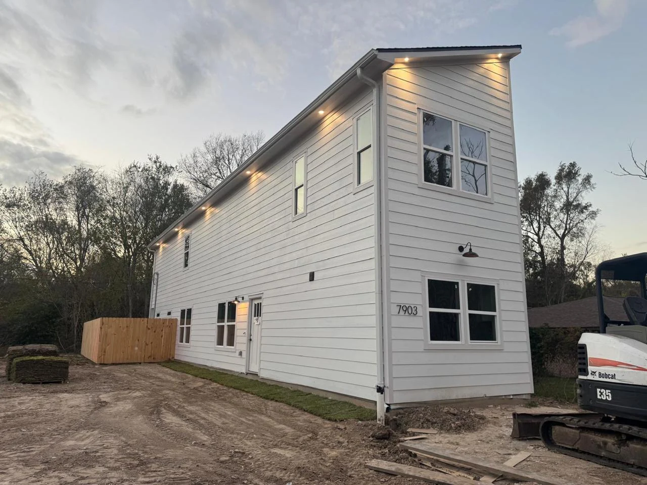 Exterior with siding installed